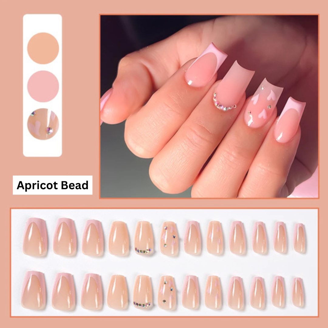 apricot-beads-snowflakes-nail-art