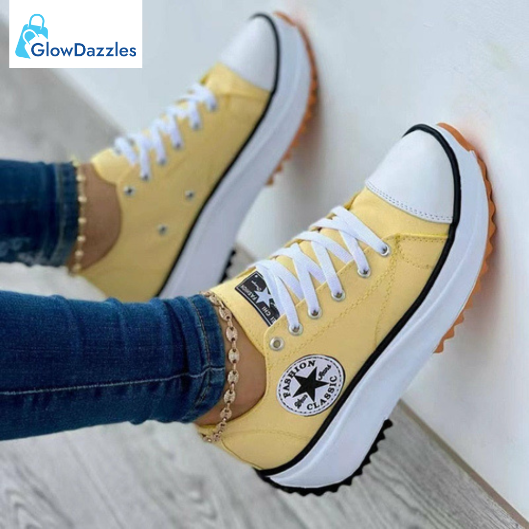 yellow-women-laceup-sneakers